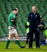 14 February 2021; Cian Healy of Ireland leaves the pitch for a head injury assessment during the Guinness Six Nations Rugby Championship match between Ireland and France at the Aviva Stadium in Dublin. Photo by Ramsey Cardy/Sportsfile