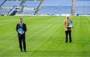 16 February 2021; Ard Stiúrthóir of the GAA Tom Ryan, left, and Uachtarán Chumann Lúthchleas Gael John Horan pitchside at Croke Park in Dublin after a remote media briefing announcing the 2020 GAA Annual Report and Financial Accounts. Photo by Brendan Moran/Sportsfile