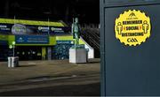 16 February 2021; A general view of Covid-19 signage at Croke Park in Dublin. Photo by Brendan Moran/Sportsfile