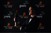 20 February 2021; Brian Fenton of Dublin with his PwC GAA/GPA Footballer of the Year award for 2020. Photo by Brendan Moran/Sportsfile