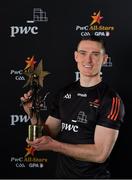 20 February 2021; Brian Fenton of Dublin with his PwC GAA/GPA Footballer of the Year award for 2020. Photo by Brendan Moran/Sportsfile