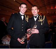 4 December 1998; Eircell GAA All Star award winners Dermot Earley, left, and John Finn of Kildare during the 1998 Eircell GAA All Star Awards Banquet at The Burlington Hotel in Dublin. Photo by Ray McManus/Sportsfile