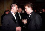 4 December 1998; Eircell All Star award winners Martin Storey of Wexford, left, and Brian Whelahan of Offaly during the 1998 Eircell GAA All Star Awards Banquet at The Burlington Hotel in Dublin. Photo by David Maher/Sportsfile