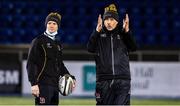 19 February 2021; Ulster Head Coach Dan McFarland and assistant coach Dwayne Peel, left, ahead of the Guinness PRO14 match between Glasgow Warriors and Ulster at Scotstoun Stadium in Glasgow, Scotland. Photo by Alan Harvey/Sportsfile