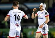 19 February 2021; Michael Lowry of Ulster celebrates his try with team-mate Craig Gilroy during the Guinness PRO14 match between Glasgow Warriors and Ulster at Scotstoun Stadium in Glasgow, Scotland. Photo by Alan Harvey/Sportsfile