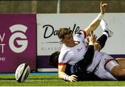 19 February 2021; Craig Gilroy of Ulster scores his side's second try during the Guinness PRO14 match between Glasgow Warriors and Ulster at Scotstoun Stadium in Glasgow, Scotland. Photo by Alan Harvey/Sportsfile