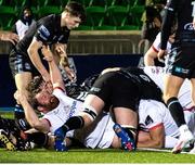 19 February 2021; Nick Timoney of Ulster scores his side's third try during the Guinness PRO14 match between Glasgow Warriors and Ulster at Scotstoun Stadium in Glasgow, Scotland. Photo by Alan Harvey/Sportsfile