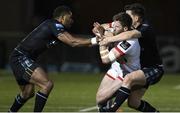 19 February 2021; Stuart McCloskey of Ulster is tackled by Sam Johnson and Ratu Tagive of Glasgow Warriors during the Guinness PRO14 match between Glasgow Warriors and Ulster at Scotstoun Stadium in Glasgow, Scotland. Photo by Alan Harvey/Sportsfile