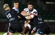 19 February 2021; Stuart McCloskey of Ulster is tackled by Sam Johnson and Adam Hastings of Glasgow Warriors during the Guinness PRO14 match between Glasgow Warriors and Ulster at Scotstoun Stadium in Glasgow, Scotland. Photo by Alan Harvey/Sportsfile