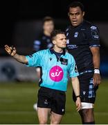 19 February 2021; Referee Ben Blain and Leone Nakarawa of Glasgow Warriors during the Guinness PRO14 match between Glasgow Warriors and Ulster at Scotstoun Stadium in Glasgow, Scotland. Photo by Alan Harvey/Sportsfile