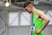 20 February 2021; Marcus Lawler of St Laurence O'Toole AC, Carlow, after finishing second in the Men's 200m during day one of the Irish Life Health Elite Athlete Indoor Micro Meet at Sport Ireland National Indoor Arena at the Sport Ireland Campus in Dublin. Photo by Sam Barnes/Sportsfile