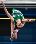 20 February 2021; David Cussen of Old Abbey AC, Cork, competing in the Men's High Jump during day one of the Irish Life Health Elite Athlete Indoor Micro Meet at Sport Ireland National Indoor Arena at the Sport Ireland Campus in Dublin. Photo by Sam Barnes/Sportsfile