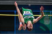 20 February 2021; David Cussen of Old Abbey AC, Cork, competing in the Men's High Jump during day one of the Irish Life Health Elite Athlete Indoor Micro Meet at Sport Ireland National Indoor Arena at the Sport Ireland Campus in Dublin. Photo by Sam Barnes/Sportsfile