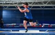20 February 2021; James Kelly of Finn Valley AC, Donegal, competing in the Men's Shot Put during day one of the Irish Life Health Elite Athlete Indoor Micro Meet at Sport Ireland National Indoor Arena at the Sport Ireland Campus in Dublin. Photo by Sam Barnes/Sportsfile