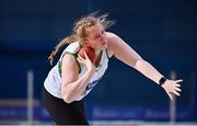 20 February 2021; Ciara Sheehy of Emerald AC, Limerick, competing in the Women's Shot Put during day one of the Irish Life Health Elite Athlete Indoor Micro Meet at Sport Ireland National Indoor Arena at the Sport Ireland Campus in Dublin. Photo by Sam Barnes/Sportsfile