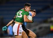 19 December 2020; Tommy Conroy of Mayo is tackled by Michael Fitzsimons of Dublin during the GAA Football All-Ireland Senior Championship Final match between Dublin and Mayo at Croke Park in Dublin. Photo by Ray McManus/Sportsfile