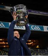 19 December 2020; Dublin manager Dessie Farrell lifts the Sam Maguire after the GAA Football All-Ireland Senior Championship Final match between Dublin and Mayo at Croke Park in Dublin. Photo by Ray McManus/Sportsfile