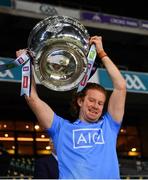 19 December 2020; Aaron Byrne of Dublin lifts the Sam Maguire after the GAA Football All-Ireland Senior Championship Final match between Dublin and Mayo at Croke Park in Dublin. Photo by Ray McManus/Sportsfile