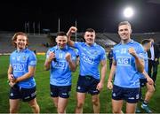 19 December 2020; Dublin players, from left, Aaron Byrne, Philip McMahon, Brian Howard and Paul Mannion of Dublin after the GAA Football All-Ireland Senior Championship Final match between Dublin and Mayo at Croke Park in Dublin. Photo by Ray McManus/Sportsfile