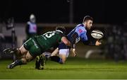 20 February 2021; Aled Summerhill of Cardiff Blues is tackled by Tom Daly of Connacht during the Guinness PRO14 match between Connacht and Cardiff Blues at The Sportsground in Galway. Photo by Piaras Ó Mídheach/Sportsfile