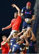 20 February 2021; Grant Gilchrist of Edinburgh wins the ball in the lineout ahead of Bill Holland of Munster during the Guinness PRO14 match between Edinburgh and Munster at BT Murrayfield Stadium in Edinburgh, Scotland. Photo by Paul Devlin/Sportsfile