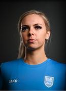 20 February 2021; Katie Burdis poses during a DLR Waves portrait session ahead of the 2021 SSE Airtricity Women's National League season at Dún Laoghaire-Rathdown County Council All-Weather Pitches in Stepaside, Dublin. Photo by Stephen McCarthy/Sportsfile