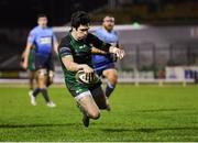 20 February 2021; Alex Wootton of Connacht scores his side's second try during the Guinness PRO14 match between Connacht and Cardiff Blues at The Sportsground in Galway. Photo by Piaras Ó Mídheach/Sportsfile