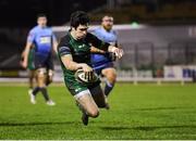 20 February 2021; Alex Wootton of Connacht scores his side's second try during the Guinness PRO14 match between Connacht and Cardiff Blues at The Sportsground in Galway. Photo by Piaras Ó Mídheach/Sportsfile