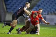 20 February 2021; Chris Farrell of Munster is tackled by Jaco van der Walt of Edinburgh during the Guinness PRO14 match between Edinburgh and Munster at BT Murrayfield Stadium in Edinburgh, Scotland. Photo by Paul Devlin/Sportsfile