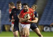 20 February 2021; Kevin O'Byrne of Munster is tackled by Jaco van der Walt of Edinburgh during the Guinness PRO14 match between Edinburgh and Munster at BT Murrayfield Stadium in Edinburgh, Scotland. Photo by Paul Devlin/Sportsfile