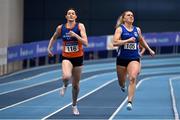 21 February 2021; Grainne Moynihan of West Muskerry AC, Cork, left, on her way to winning her heat in the Women's 400m, ahead of  Catherine McManus of Dublin City Harriers AC, Dublin, during day two of the Irish Life Health Elite Athlete Indoor Micro Meet at Sport Ireland National Indoor Arena at the Sport Ireland Campus in Dublin. Photo by Sam Barnes/Sportsfile