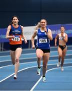 21 February 2021; Grainne Moynihan of West Muskerry AC, Cork, left, on her way to winning her heat in the Women's 400m, ahead of  Catherine McManus of Dublin City Harriers AC, Dublin, during day two of the Irish Life Health Elite Athlete Indoor Micro Meet at Sport Ireland National Indoor Arena at the Sport Ireland Campus in Dublin. Photo by Sam Barnes/Sportsfile
