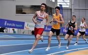 21 February 2021; Kevin Woods of Crusaders AC, Dublin, left, leads the field whilst acting as pacer the Men's 1500m during day two of the Irish Life Health Elite Athlete Indoor Micro Meet at Sport Ireland National Indoor Arena at the Sport Ireland Campus in Dublin. Photo by Sam Barnes/Sportsfile