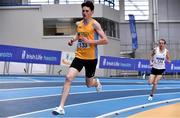 21 February 2021; Luke McCann of UCD AC, Dublin, on his way to winning the Men's 1500m ahead of John Travers of Donore Harriers, Dublin, who finished second, during day two of the Irish Life Health Elite Athlete Indoor Micro Meet at Sport Ireland National Indoor Arena at the Sport Ireland Campus in Dublin. Photo by Sam Barnes/Sportsfile