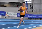 21 February 2021; Luke McCann of UCD AC, Dublin, on his way to winning the Men's 1500m during day two of the Irish Life Health Elite Athlete Indoor Micro Meet at Sport Ireland National Indoor Arena at the Sport Ireland Campus in Dublin. Photo by Sam Barnes/Sportsfile