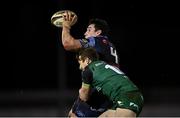 20 February 2021; Seb Davies of Cardiff Blues is tackled by Jack Carty of Connacht during the Guinness PRO14 match between Connacht and Cardiff Blues at The Sportsground in Galway. Photo by Piaras Ó Mídheach/Sportsfile