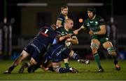 20 February 2021; Jordan Duggan of Connacht is tackled by Rhys Carré, 1, and Shane Lewis-Hughes of Cardiff Blues during the Guinness PRO14 match between Connacht and Cardiff Blues at The Sportsground in Galway. Photo by Piaras Ó Mídheach/Sportsfile