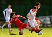 21 February 2021; Darragh Burns of St Patrick's Athletic is tackled by Ronan Hurley of Cork City during the pre-season friendly match between Cork City and St Patrick's Athletic at O'Shea Park in Blarney, Cork. Photo by Eóin Noonan/Sportsfile