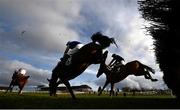 21 February 2021; Howdyalikemenow, with Ian Power up, centre, almost fall at the last during the Navan Members maiden hurdle at Navan Racecourse in Meath. Photo by David Fitzgerald/Sportsfile