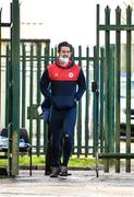 21 February 2021; Sam Bone of St Patrick's Athletic makes his way out to the pitch prior to the pre-season friendly match between Cork City and St Patrick's Athletic at O'Shea Park in Blarney, Cork. Photo by Eóin Noonan/Sportsfile