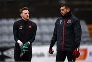23 February 2021; Peter Cherrie, left, and Alessio Abibi ahead of a Dundalk Pre-Season training session at Oriel Park in Dundalk, Louth. Photo by Ben McShane/Sportsfile