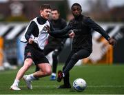 23 February 2021; Junior Ogedi-Uzokwe, right, and Sean Murray during a Dundalk Pre-Season training session at Oriel Park in Dundalk, Louth. Photo by Ben McShane/Sportsfile