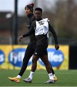 23 February 2021; Ebuka Kwelele, right, and Sonni Nattestad during a Dundalk Pre-Season training session at Oriel Park in Dundalk, Louth. Photo by Ben McShane/Sportsfile