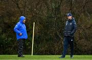 23 February 2021; Scrum coach Robin McBryde, left, with head coach Leo Cullen during a Leinster Rugby squad training session at UCD in Dublin. Photo by Brendan Moran/Sportsfile