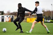 23 February 2021; Junior Ogedi-Uzokwe, left, and Darragh Leahy during a Dundalk Pre-Season training session at Oriel Park in Dundalk, Louth. Photo by Ben McShane/Sportsfile
