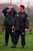 27 April 1997; Andy Townsend, right, and Jeff Kenna during a Republic of Ireland training session at AUL Complex in Clonshaugh, Dublin.