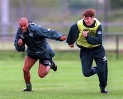 19 May 1997; Curtis Fleming, left, and Kenny Cunningham during a Republic of Ireland training session at AUL Complex in Clonshaugh, Dublin. Photo by David Maher/Sportsfile