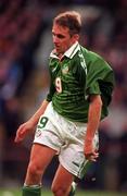 10 November 1996; David Kelly of Republic of Ireland during the FIFA World Cup 1998 Group 8 Qualifying match between Republic of Ireland and Iceland at Lansdowne Road in Dublin. Photo by Brendan Moran/Sportsfile