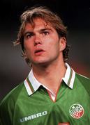 9 October 1996; Jason McAteer of Republic of Ireland during the FIFA World Cup 1998 Group 8 Qualifiying match between Republic of Ireland and Macedonia at Landsdowne Road in Dublin. Photo by Brendan Moran/Sportsfile