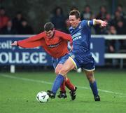 22 November 1998; Ciaran Kavanagh of UCD in action against Joe Harkin of Waterford during the Harp Lager National League Premier Division between UCD and Waterford at Belfield Park in Dublin. Photo By Brendan Moran/Sportsfile